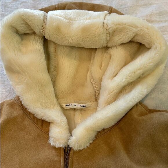 Marvin Richards Women's Genuine Leather Hooded Jacket Size M Faux Fur Lined Tan - Picture 2 of 15